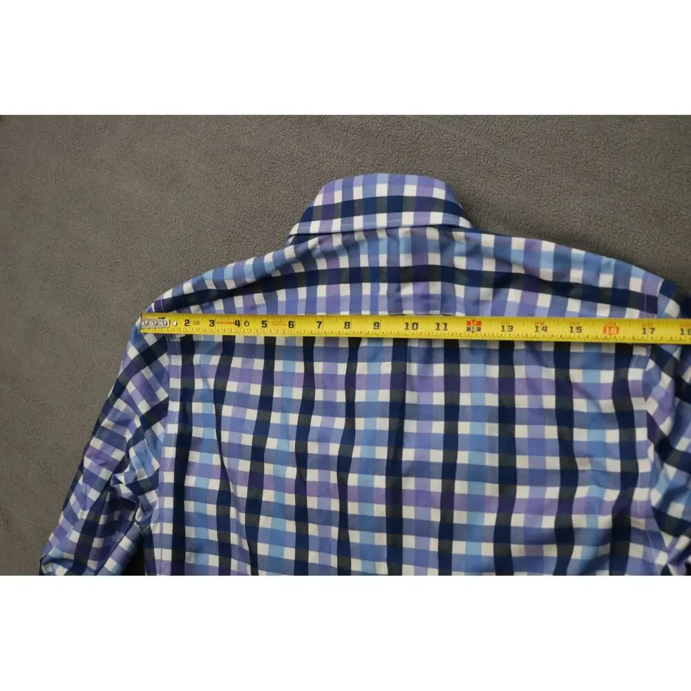 BANANA REPUBLIC Dress shirt Mens Small Plaid Blue Purple Cotton Career Office